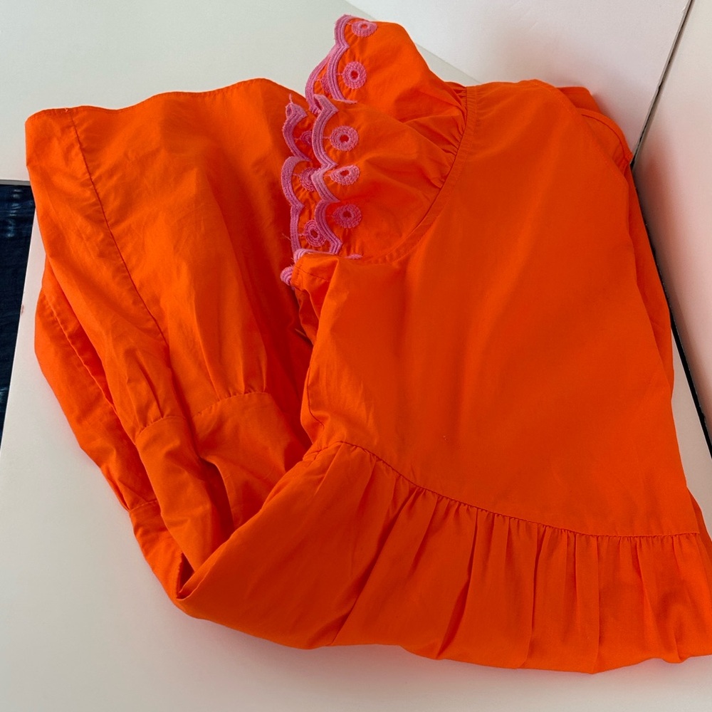 Bright Tiered Dress with Eyelet Ruffle Sleeves Rare 2021 piece *small spot - Picture 3 of 12
